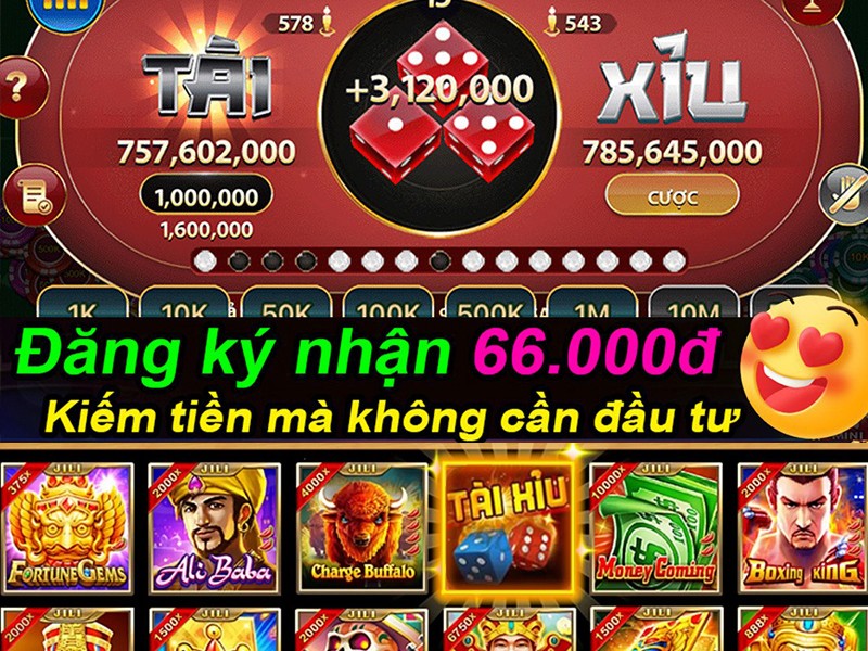 Bàn chơi Sic Bo với ba viên xúc xắc và các lựa chọn cược tại 58win1